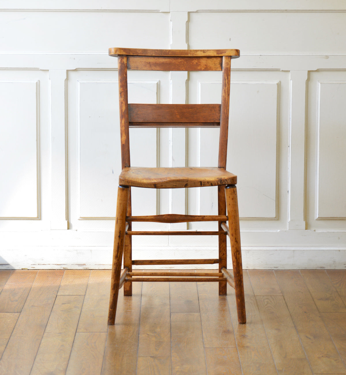 1930年代頃エルム材英国アンティーク木製チャペルチェア/ダイニングイス/チャーチ椅子80-118-2